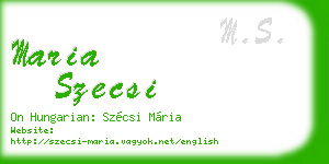 maria szecsi business card